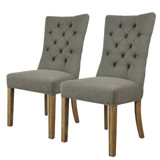 Gestoffeerde stoelen Waroona (2-delig) (2-delige set) - geweven stof/massief eikenhout - grijs/eikenhout