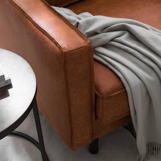 Ecksofa FORT DODGE Antiklederlook - Microfaser Yaka: Cognac - Longchair davorstehend rechts - Ohne Schlaffunktion