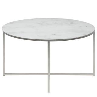 Couchtisch Katori III Glas / Metall - Marmor Weiß Dekor / Chrome