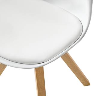 Gestoffeerde stoel Aledas I kunststof/massief eikenhout - Wit - 2-delige set