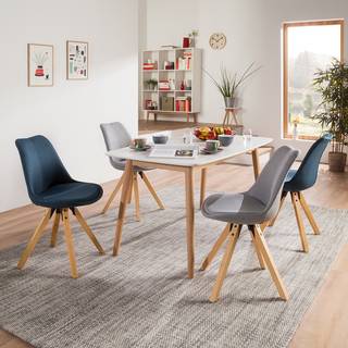 Polsterstuhl Aledas II Webstoff / Gummibaum massiv - Webstoff Cors: Granit - 2er Set
