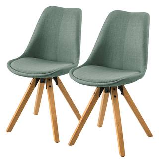 Polsterstuhl Aledas II Webstoff / Gummibaum massiv - Webstoff Cors: Mintgrau - 2er Set