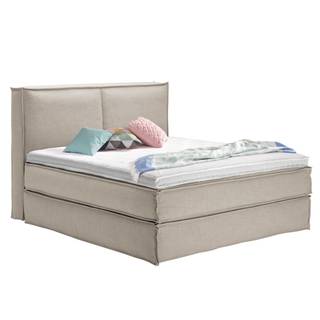Premium Boxspringbett KINX Webstoff - Stoff KINX: Beige - 180 x 200cm - H2 - 130 cm