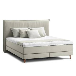Boxspringbett AVELLINO Klassisch Webstoff - Webstoff Meara: Schlamm - 180 x 200cm - H2