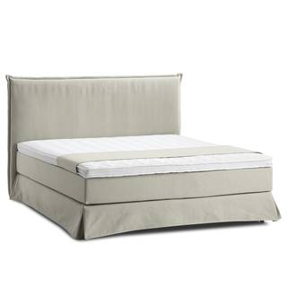 Boxspringbett AVELLINO mit Husse Webstoff - Schlamm - 180 x 200cm