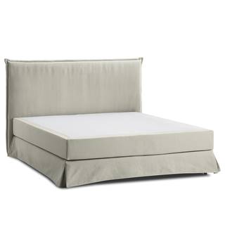 Boxspringbett AVELLINO mit Husse Webstoff - Schlamm - 180 x 200cm