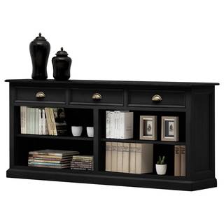 Sideboard Sollerön II Pinie massiv - Schwarz / Messing