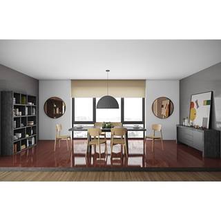 Table extensible Thornton (extensible) - Imitation béton / Noir matt