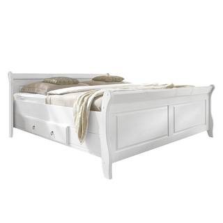 Massivholz-Doppelbett Cenan Kiefer massiv - Weiß gebeizt & lackiert - Liegefläche: 200 x 200 cm
