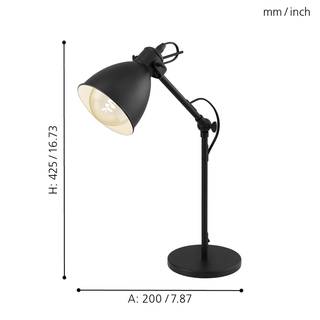 Bureaulamp Priddy staal - 1 lichtbron