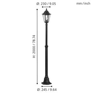 Laterne Navedo I Glas / Aluminium - 1-flammig - Schwarz