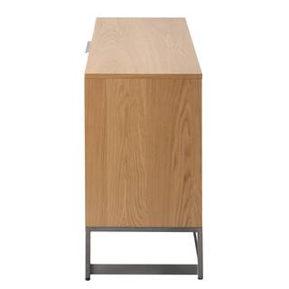Dressoir DHARAI fineer van echt hout/metaal - eikenhout/zilverkleurig