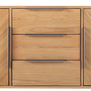 Dressoir DHARAI fineer van echt hout/metaal - eikenhout/zilverkleurig