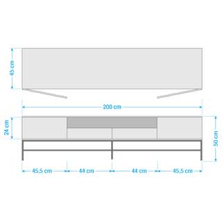 Tv-meubel GRASBY 200 cm - 1 vak oud pijnboomhout/metaal - donker pijnboomhout/zwart