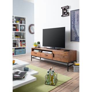 TV-Lowboard GRASBY 160 cm Altholz Pinie / Metall - Pinie Dunkel / Schwarz
