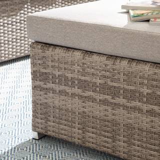 Set lounge Le Vaux (5 pezzi) Beige - Marrone - Rattan sintetico - Metallo - Tessile - 228 x 78 x 80 cm