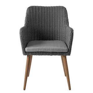 Gartenstuhl DUNE 2er-Set Polyrattan / Webstoff - Grau