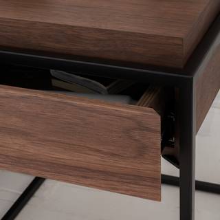 Tavolino Rizzo Vero legno impiallacciato/Metallo - Noce/Nero