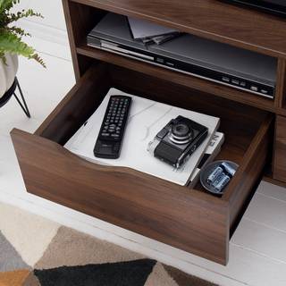 TV-Lowboard GJORA 99 cm Gummibaum teilmassiv - Walnuss