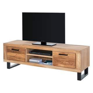 Tv-meubel Loxton II Deels massief eikenhout/metaal - eikenhout/zwart