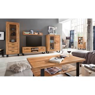 Tv-meubel Loxton II Deels massief eikenhout/metaal - eikenhout/zwart