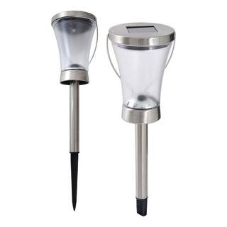 LED-solarlamp Madagaskar (2-delige set) Kunststof - zilverkleurig