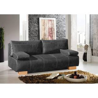 Schlafsofa Hanno II Antiklederlook - Dunkelgrau