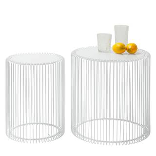 Beistelltisch Wire I (2-er Set) Glas / Stahl - Weiß