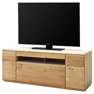 Tv-meubel Vilela deels massief eikenhout - Bianco eikenhout/Bianco eikenhouten look - Breedte: 150 cm