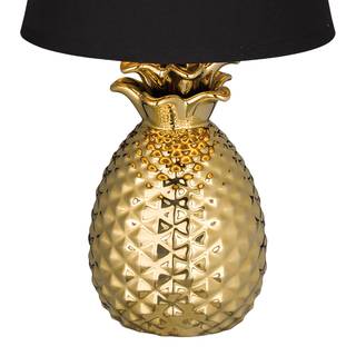 Tafellamp Pineapple I Katoen/keramiek - 1 lichtbron - Zwart/messing