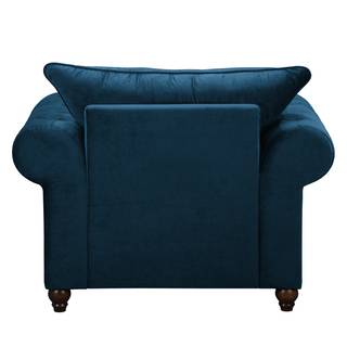 Sessel Solita Samt - Dunkelblau - Mit Hocker