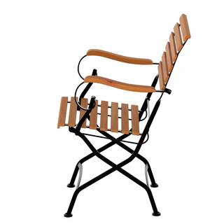 Gartenstuhl Tuscany II (2er-Set) Akazie massiv / Stahl - Akazie / Schwarz