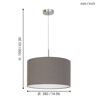 Pendelleuchte Pasteri III Mischgewebe / Stahl - 1-flammig - Cubanit - Breite: 38 cm