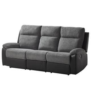 Relaxsofa Warmun (3-Sitzer) Kunstleder / Microfaser - Schwarz / Grau