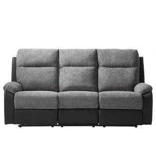 Relaxsofa Warmun (3-Sitzer) Kunstleder / Microfaser - Schwarz / Grau