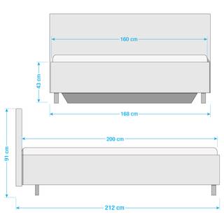Lit SKØP II Gris clair / Blanc - 160 x 200cm