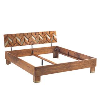 Letto in legno massello Yao Acacia massello / Metallo - Acacia / Oro