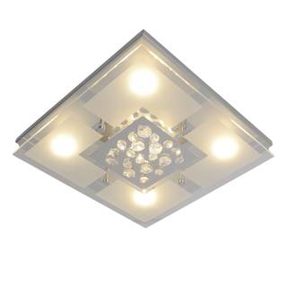 LED-plafondlamp Chur II Kristalglas/roestvrij staal - 5 lichtbronnen