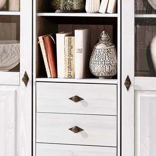 Highboard Bergen Kiefer massiv - Kiefer Weiß / Kiefer Bernstein