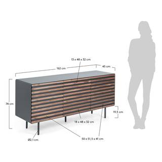 Sideboard Kipra Echtholzfurnier - Walnuss / Graphit