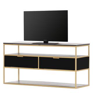 TV-Lowboard Harbin II Akazie massiv - Akazie Schwarz / Gold