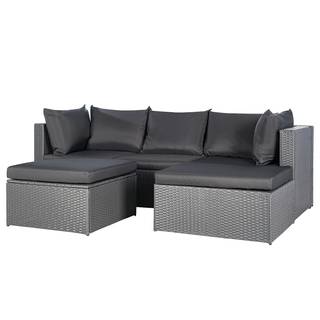 Set di sedute Goobo II Alluminio/Polyrattan - Antracite - Longchair preimpostata a sinistra