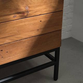 Garderobe GRASBY Pinie massiv / Metall - Pinie Dunkel / Schwarz