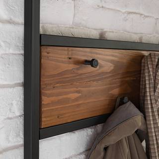 Garderobe GRASBY Pinie massiv / Metall - Pinie Dunkel / Schwarz