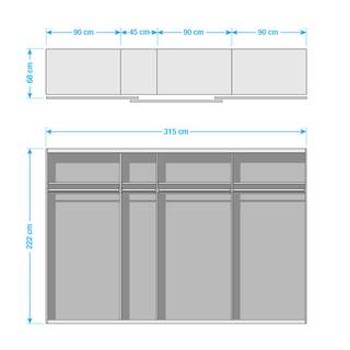 Schwebetürenschrank SKØP pure Graphit - 315 x 222 cm - 3 Türen