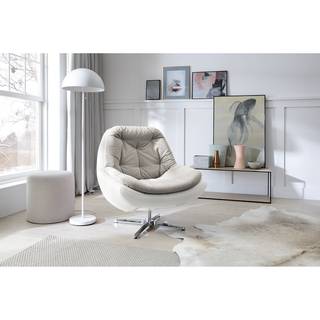 Fauteuil Roxana kunstleer/geweven stof - Grijs / Wit