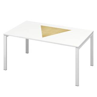 Schreibtisch easyDesk Classic Chic I Weiß / Gold - Breite: 140 cm