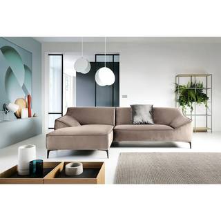 Ecksofa Rosas I Samt - Cappuccino - Longchair davorstehend links