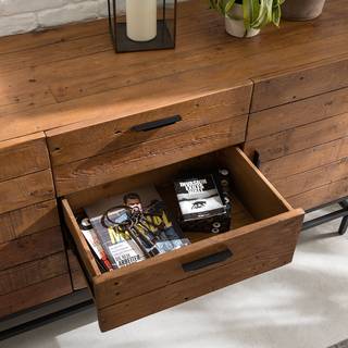 Sideboard GRASBY mit 3 Türen Altholz Pinie / Metall - Pinie Dunkel / Schwarz