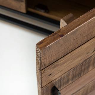 Sideboard GRASBY mit 3 Türen Altholz Pinie / Metall - Pinie Dunkel / Schwarz